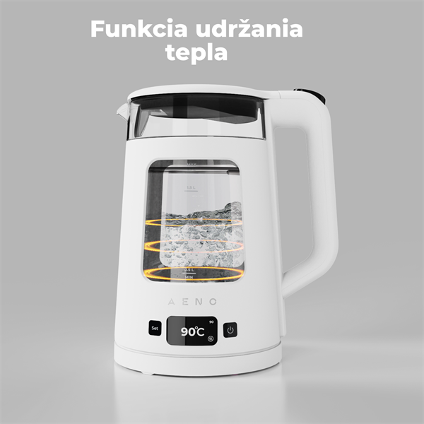 AENO Rychlovarná kanvica EK6 - 1,7l, Strix,dvojité steny, funkcia udržiavania tepla, LEDdisplej,auto vyp 