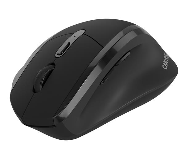 Canyon OnClick 17, ergonomická bezdrôtová optická myš pre pravákov, USB prijímač, 6 tlačidiel, 800/1200/1600 DPI, čierna 