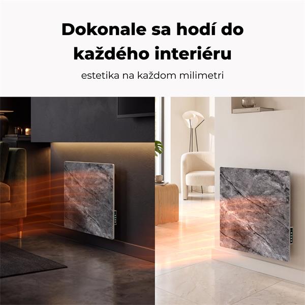 AENO AGH13S Premium QUADRO Smart Ohrievač, LIMITOVANÁ EDÍCIA, farba antický mramor, LED, WI-FI, max 500W, 50x50cm, Infra 