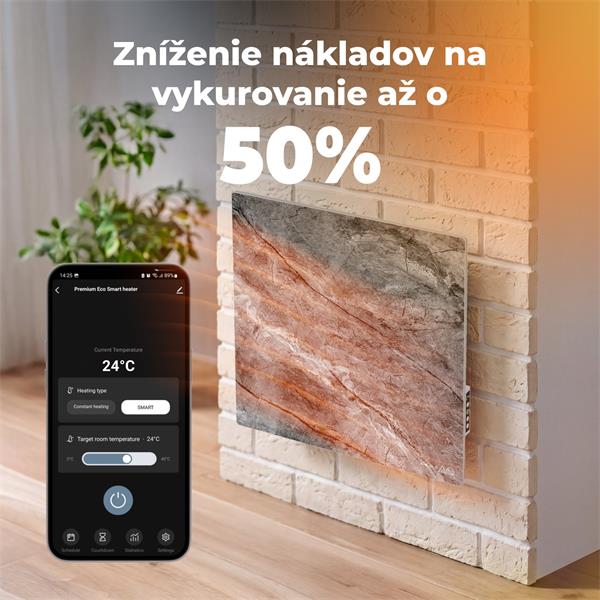 AENO AGH13S Premium QUADRO Smart Ohrievač, LIMITOVANÁ EDÍCIA, farba antický mramor, LED, WI-FI, max 500W, 50x50cm, Infra 