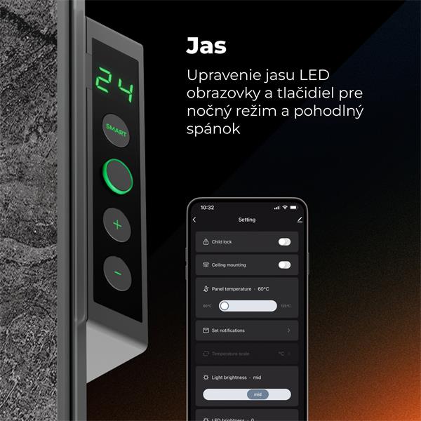 AENO AGH13S Premium QUADRO Smart Ohrievač, LIMITOVANÁ EDÍCIA, farba antický mramor, LED, WI-FI, max 500W, 50x50cm, Infra 