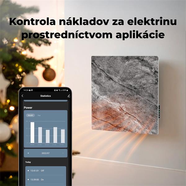 AENO AGH13S Premium QUADRO Smart Ohrievač, LIMITOVANÁ EDÍCIA, farba antický mramor, LED, WI-FI, max 500W, 50x50cm, Infra 