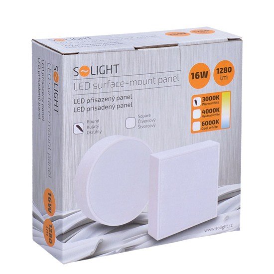 Solight LED panel s tenkým rámčekom, 16W, 1280lm, 3000K, prisadený, okrúhly, biely 