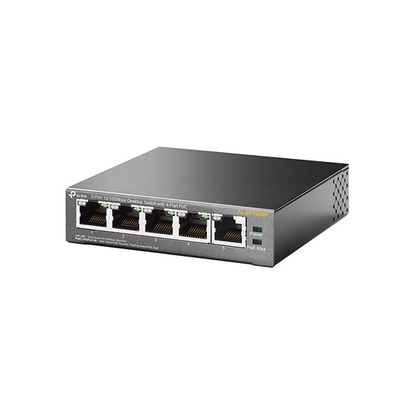5-Port 10/100 Mbps Desktop Switch with 4-Port PoE+ PORT: 4× 10/100 Mbps PoE+ Ports, 1× 10/100 Mbps Non-PoE Port SPEC: 80 