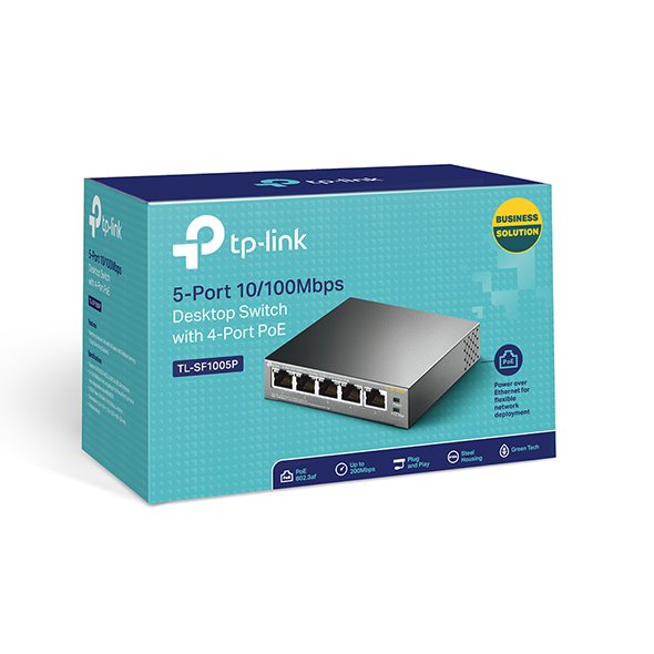 5-Port 10/100 Mbps Desktop Switch with 4-Port PoE+ PORT: 4× 10/100 Mbps PoE+ Ports, 1× 10/100 Mbps Non-PoE Port SPEC: 80 