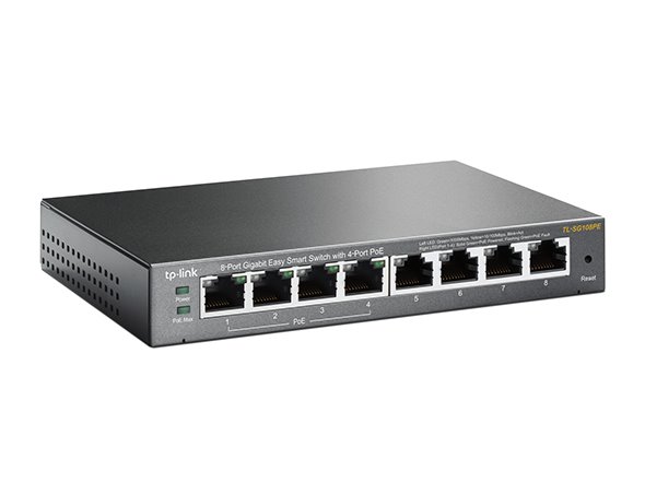 8-Port Gigabit Easy Smart Switch with 4-Port PoE+ PORT: 4× Gigabit PoE+ Ports, 4× Gigabit Non-PoE Ports SPEC: 802.3af/at 