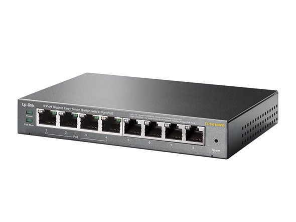 8-Port Gigabit Easy Smart Switch with 4-Port PoE+ PORT: 4× Gigabit PoE+ Ports, 4× Gigabit Non-PoE Ports SPEC: 802.3af/at 
