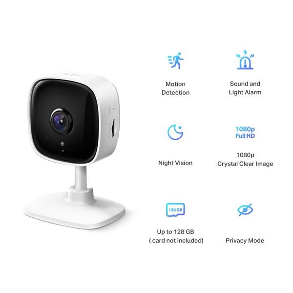 Home Security Wi-Fi Camera SPEC: 1080p, 2.4 GHz FEATURE: Motion Detection and Notifications, Sound and Light Alarm, Remo 