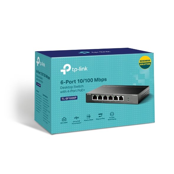 6-Port 10/100 Mbps Desktop Switch with 4-Port PoE+ PORT: 4× 10/100 Mbps PoE+ Ports, 2× 10/100 Mbps Non-PoE Ports SPEC: 8 