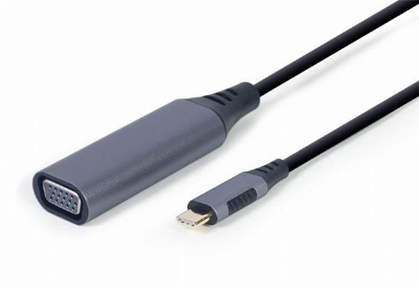 Gembird adaptér USB-C (M)  na VGA (F), 0.15m kábel, šedý