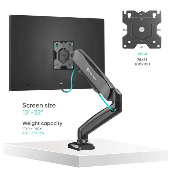 ONKRON Plynový stolný držiak na monitor pre 13 až 32"  LED TV/monitory, max 8 kg, čierny