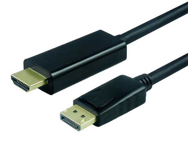 Kábel DisplayPort na HDMI M/M 2m, jednosmerný, 4K@60Hz UHD, audio, čierny, pozl. konektor