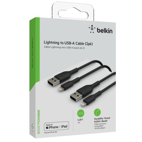 Belkin kábel Boost Charge USB-A to Lightning 1m 2pack - Black 