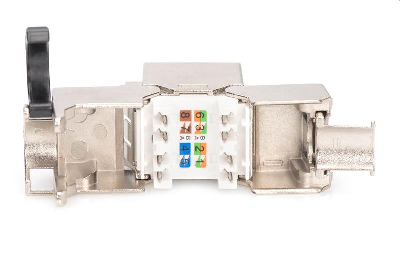DIGITUS Keystone Cat8.1, tieneny STP, tool free, cable management, strieborný 