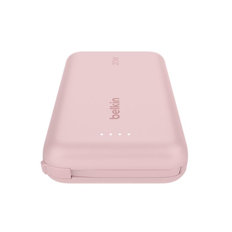 Belkin BoostCharge PowerBank 10K with Integrated USB-C Cable 20W - Pink 