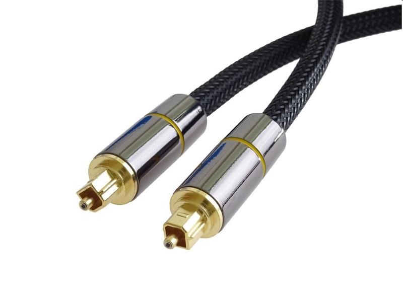 PremiumCord Optický audio kabel Toslink, OD:7mm, Gold-metal design + Nylon 2m 