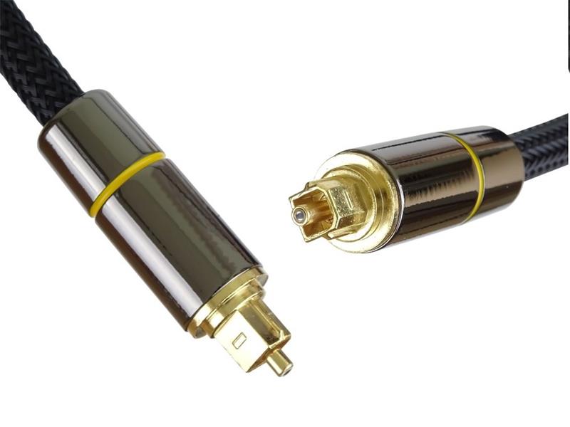 PremiumCord Optický audio kabel Toslink, OD:7mm, Gold-metal design + Nylon 2m 
