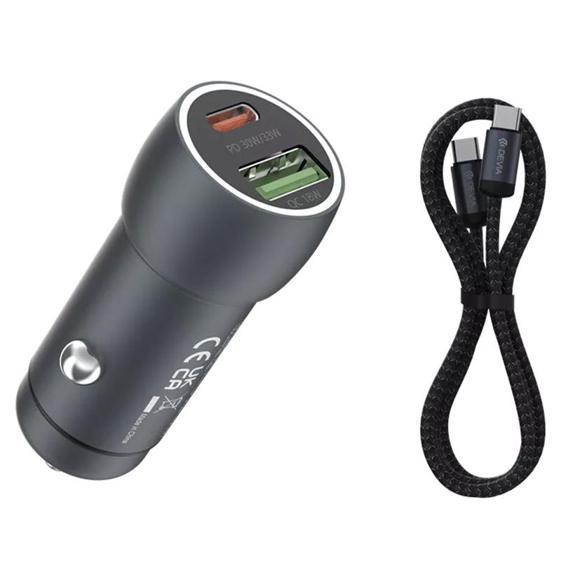 Devia nabíjačka do auta Xtreme Speed Series 48W + USB-C Cable 1m - Deep Sky Gray 