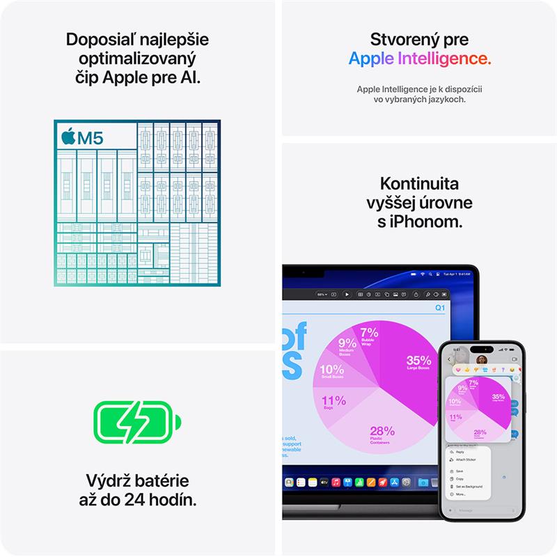 MacBook Pro 14" Apple M5 10C CPU 10C GPU 24GB 1TB Strieborný SK 