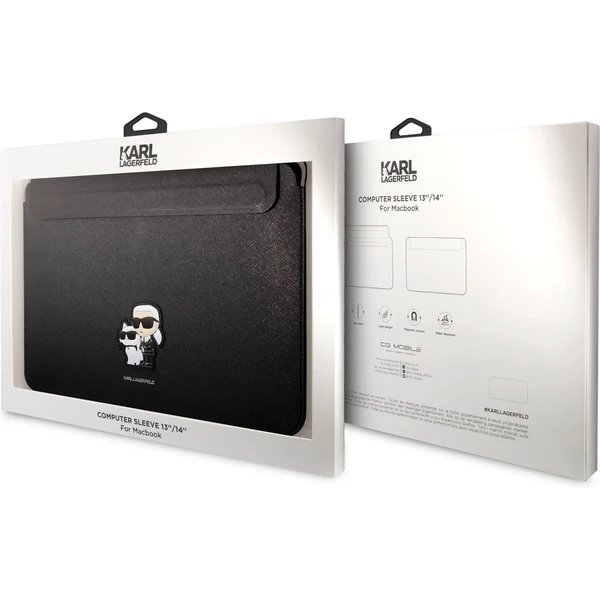 Karl Lagerfeld Saffiano Karl and Choupette Púzdro na MacBook 13/14" čierne 