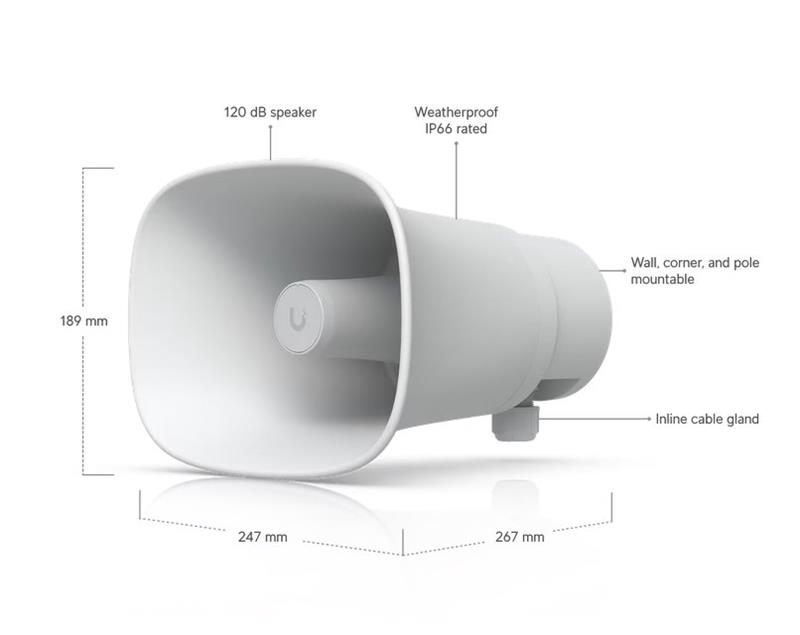 Ubiquiti UniFi AI Horn Speaker  biela  (120dB; POE+) 