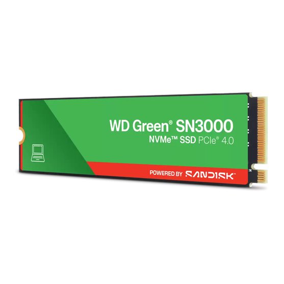 WD Green SN3000 SSD Powered by SanDisk 500GB M.2 NVMe Gen4 5000/4100MBps 