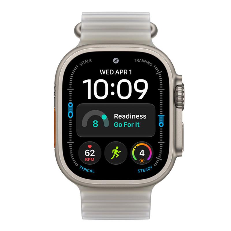 Apple Watch 49mm Translucent Grey Ocean Band - Natural Titanium Finish 