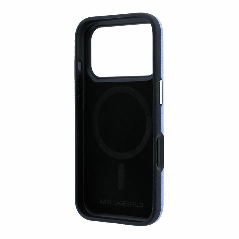 Karl Lagerfeld PU Grained Semi Wrap K&CH Heads Magsafe kryt iPhone 18 Pro modrý 