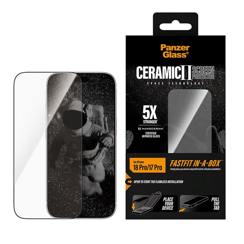 PanzerGlass ochranné sklo UWF Ceramic pre iPhone 18 Pro - Black Frame 