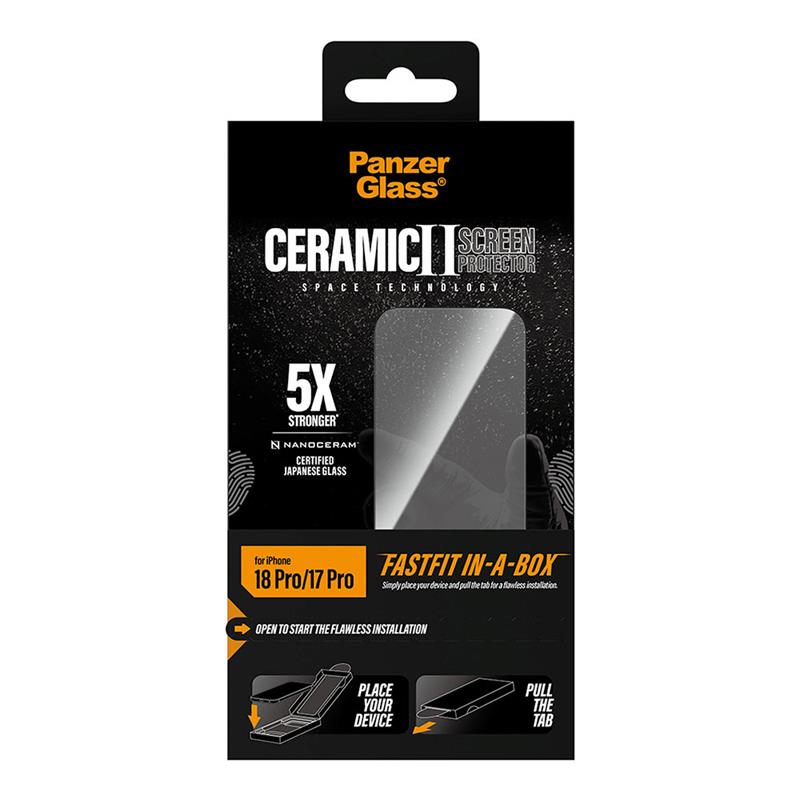 PanzerGlass ochranné sklo UWF Ceramic pre iPhone 18 Pro - Black Frame 