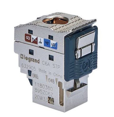 Legrand LINKEO-C Keystone Cat5e, tieneny STP, samorezný TOOLESS, strieborný, pack 24ks